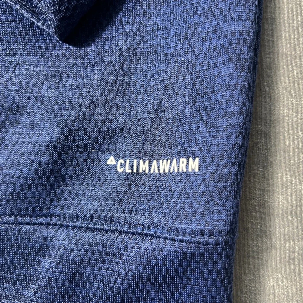 Adidas Mens Climawarm Hoodie Navy Blue Heather Pullover DH9320 Size Medium‎
